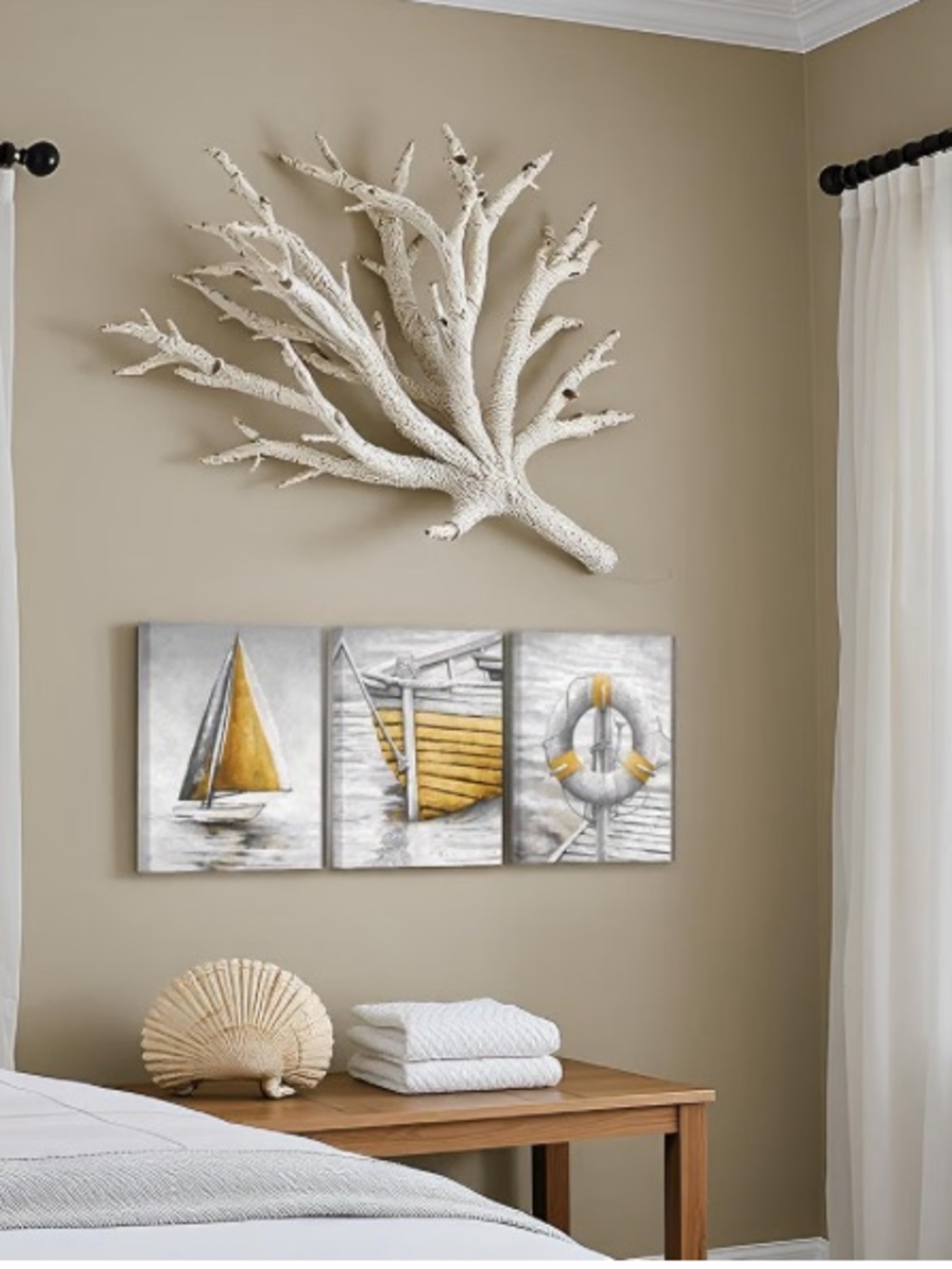Nautical Wall Art - Grey and Yellow Boat Prints